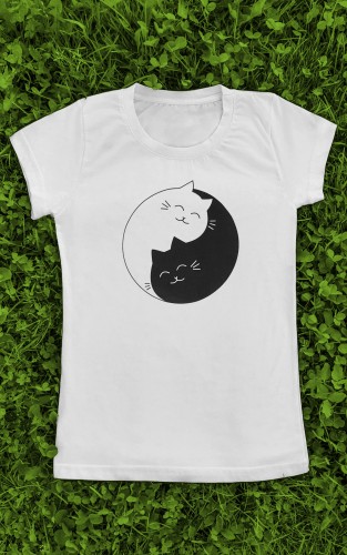 Marškinėliai su užrašu vaikams  "Yin Yang Cat" 