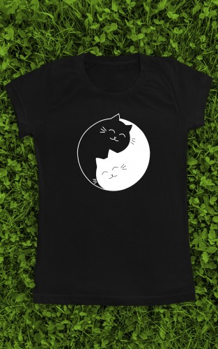 Marškinėliai su užrašu vaikams  "Yin Yang Cat" 