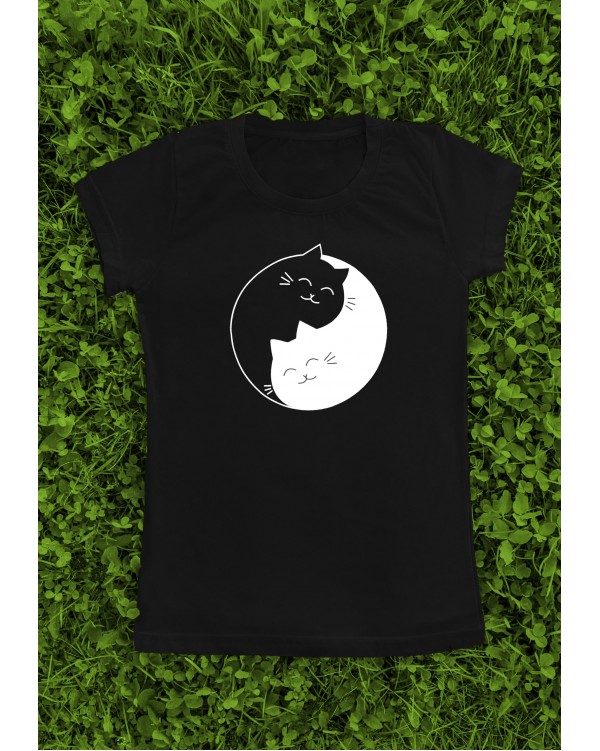 Marškinėliai su užrašu vaikams  "Yin Yang Cat" 