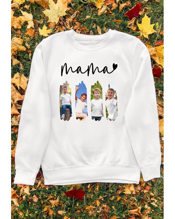 Marškinėliai su nuotraukomis „4 nuotraukų koliažas Mama“ – personalizuotas koliažas su vaikais