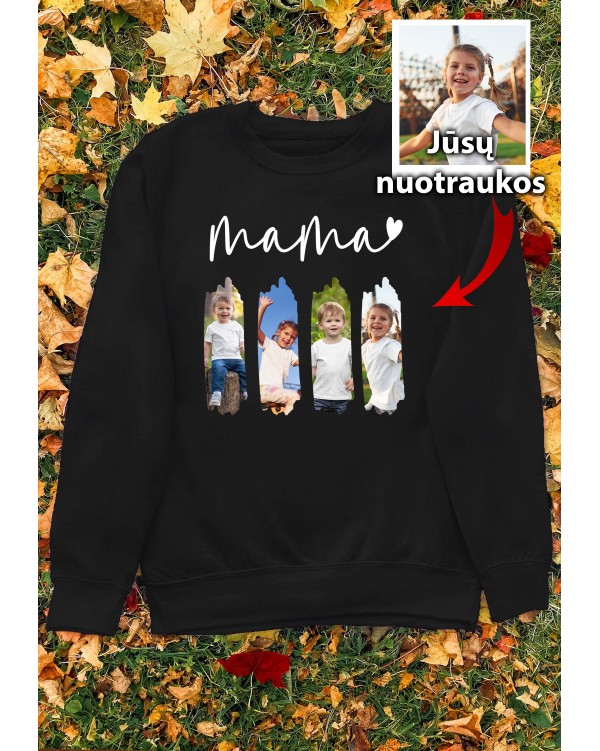 Marškinėliai su nuotraukomis „4 nuotraukų koliažas Mama“ – personalizuotas koliažas su vaikais