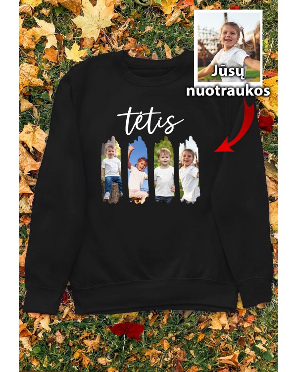 Marškinėliai su nuotraukomis „4 nuotraukų koliažas Tėtis“ – personalizuotas koliažas su vaikais