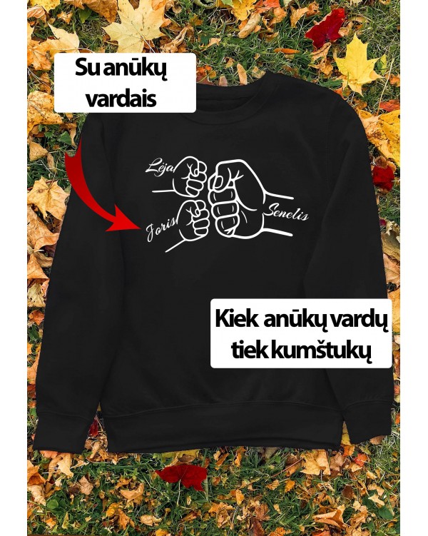 "Senelio kumštis ir kumštukai" Džemperis su vaikų vardais