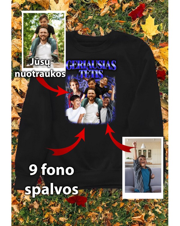Marškinėliai su nuotraukomis „Geriausias tėtis“ – personalizuotas koliažas su vaikais