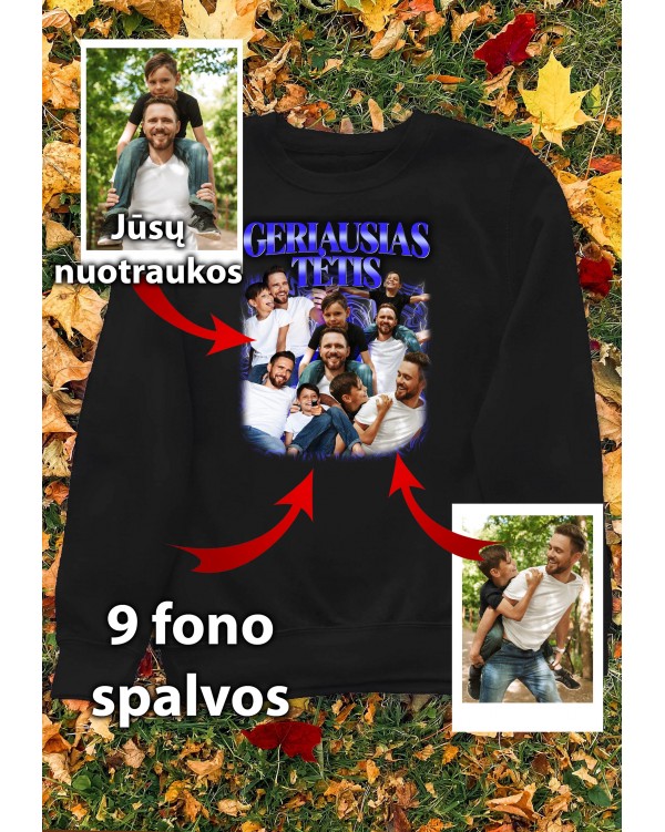 Džemperis su nuotraukomis „Geriausias tėtis“ – personalizuotas koliažas su vaikais