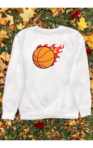 Džemperis su užrašu  "Krepšinio ugnies kamuolys"