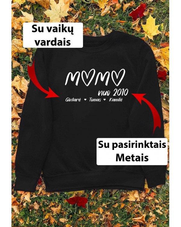 Mom Since with Hearts Custom Name Graphic Sweatshirt
