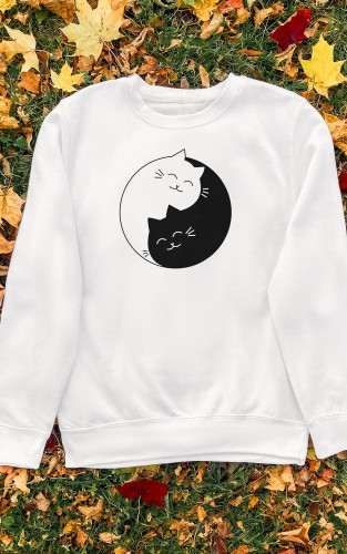 Džemperis su užrašu "Yin Yang Cat"