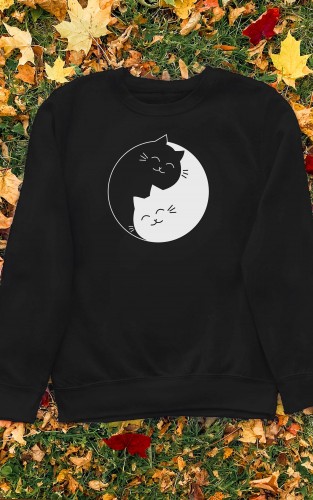 Džemperis su užrašu "Yin Yang Cat"