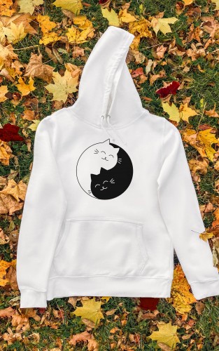 Du Džemperiai su kapišonu "Yin Yang Cat"