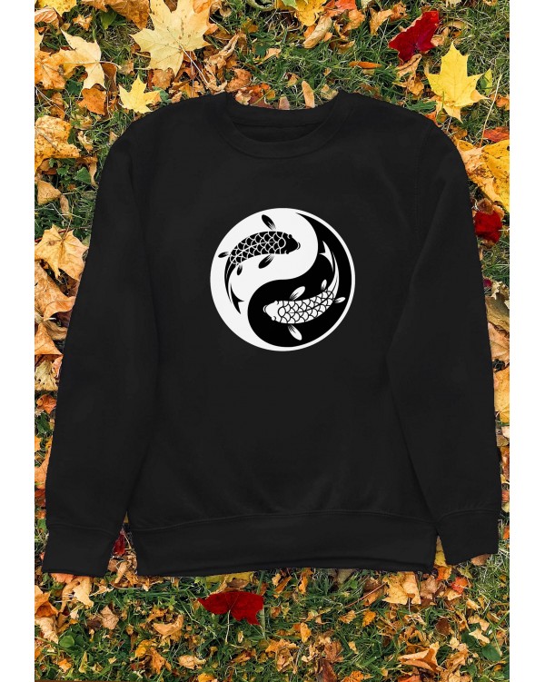 Yin Yang Fish Graphic Sweatshirt