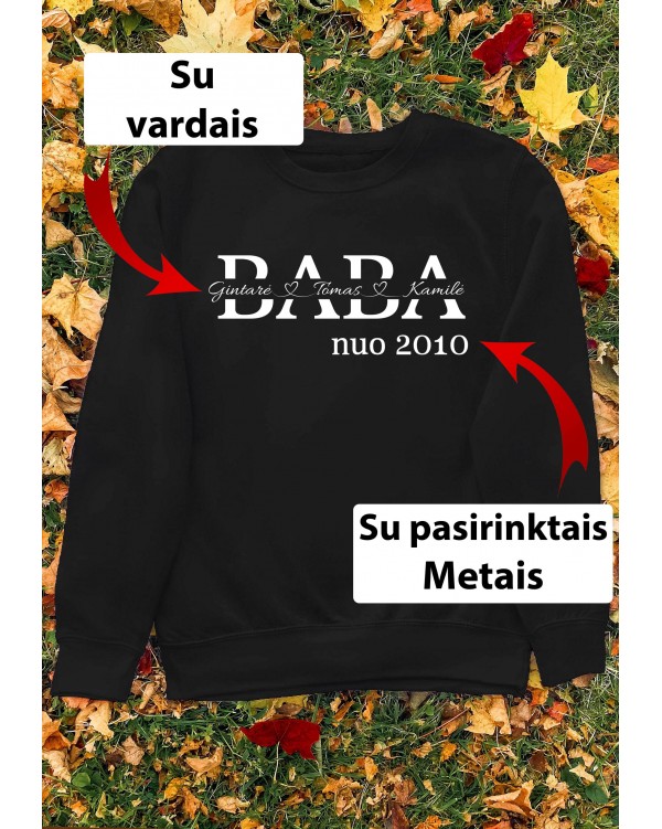 Džemperis su Jūsų vardais - "Baba nuo su vardais per vidurį"