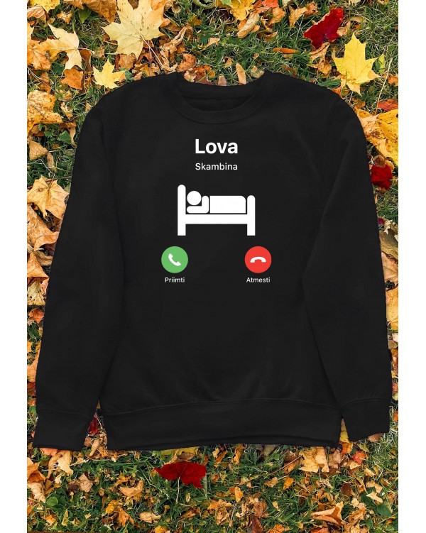 Džemperis su užrašu "Lova skambina"