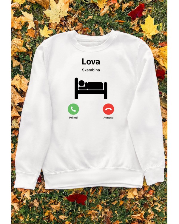 Džemperis su užrašu "Lova skambina"