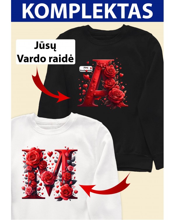 Du Džemperiai  su Jūsų raide "Rožių raidė"