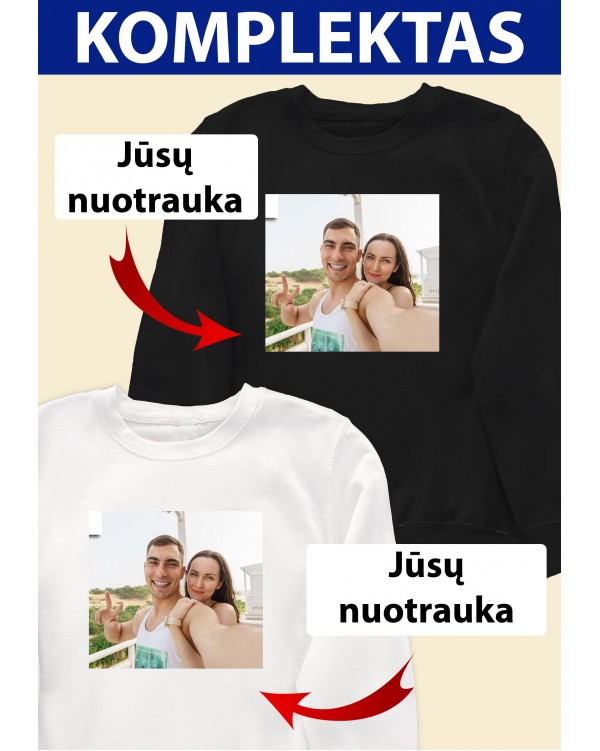 Du džemperiai su Jūsų nuotrauka ar paveiksliuku