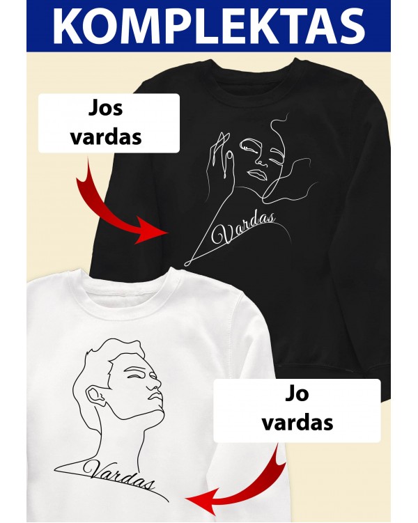 Du džemperiai su Jūsų Vardais "Dama ir Džentelmenas"