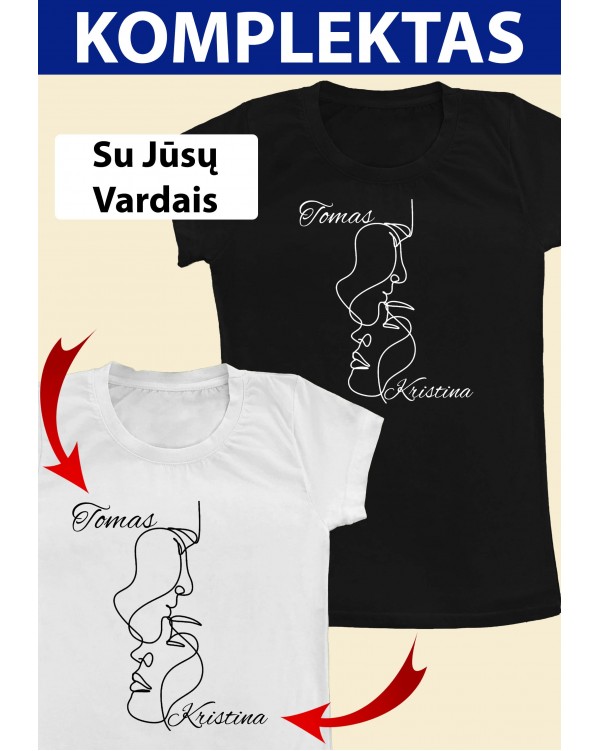 Dveji Marškinėliai su Jūsų vardais "Kartu"