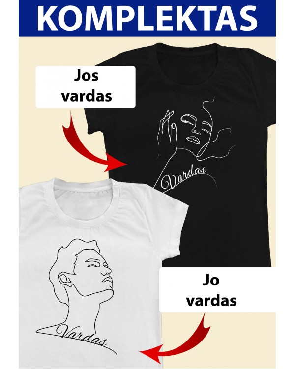 Dveji marškinėliai su Jūsų Vardais "Dama ir Džentelmenas"