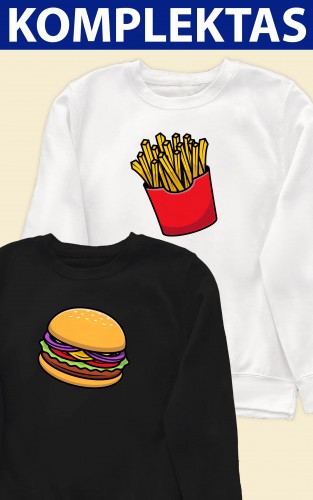 Du Džemperiai su užrašu "Burgeris ir Bulvytės" - Unisex