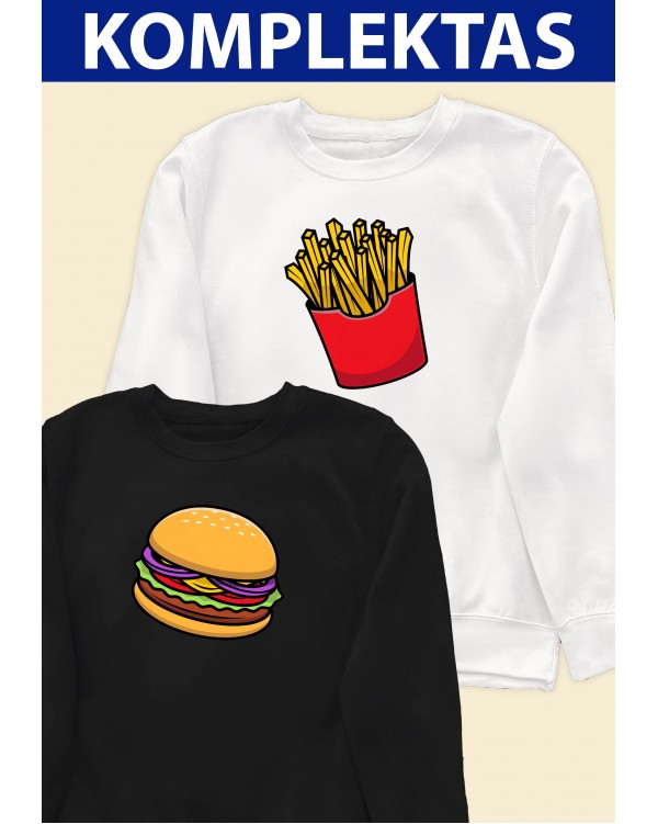 Du Džemperiai su užrašu "Burgeris ir Bulvytes" - Unisex