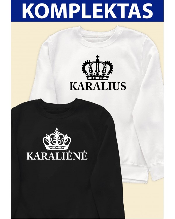 Du Džemperiai su užrašu "Karalius ir Karalienė" - Unisex