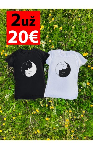 Yin Yang CAT dveji marškinėliai