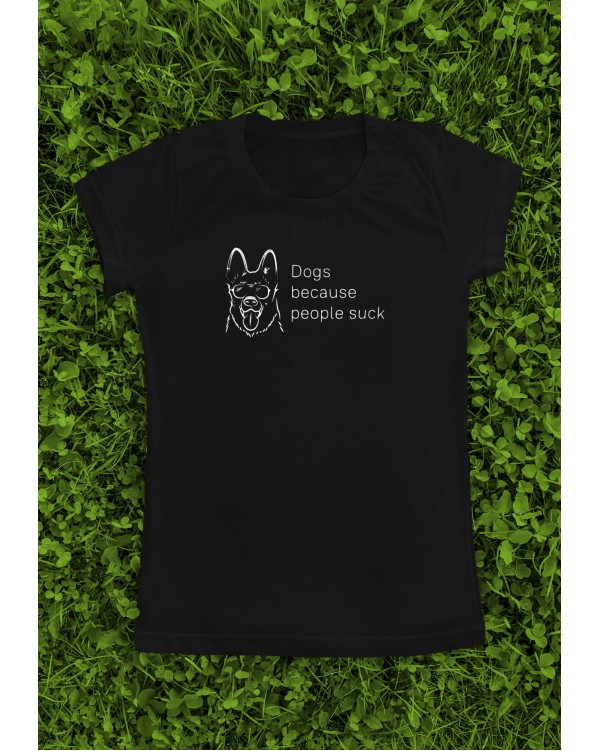 Dveji marškinėliai su užrašu "Dogs Because People Suck" -  komplektas