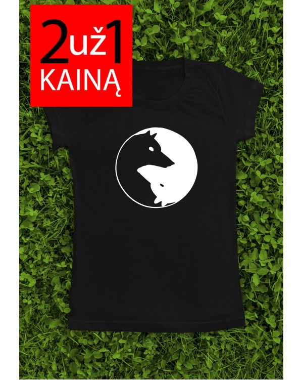 Dveji marškinėliai su užrašu "Yin Yang Dog" -  komplektas