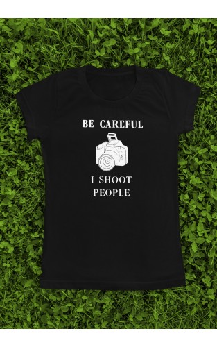 Marškinėliai su užrašu "I Shoot People"