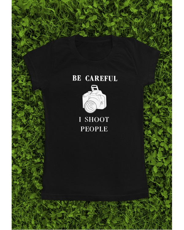 Marškinėliai su užrašu "I Shoot People"