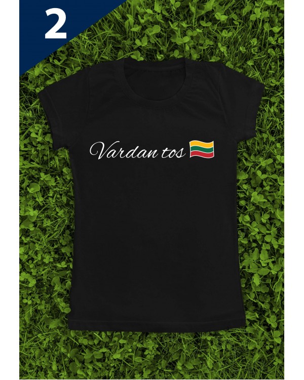 Marškinėliai su užrašu "Vardan tos"