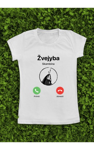 Marškinėliai su užrašu "Žvejyba skambina"