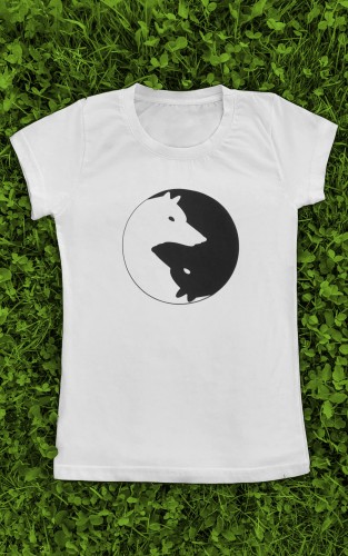 Marškinėliai su užrašu "Yin Yang Dog"