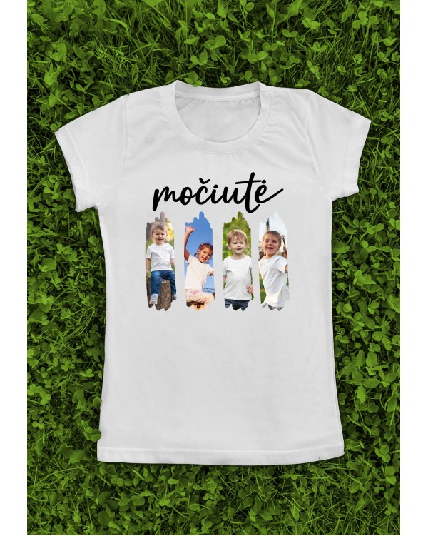 Grandma 4 Photo Collage  with your kids photos Custom Graphic T-Shirt
