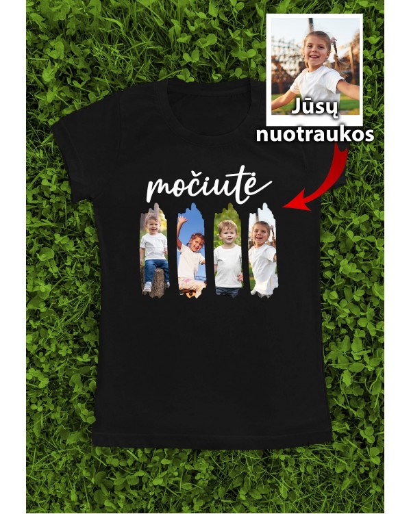 Grandma 4 Photo Collage  with your kids photos Custom Graphic T-Shirt