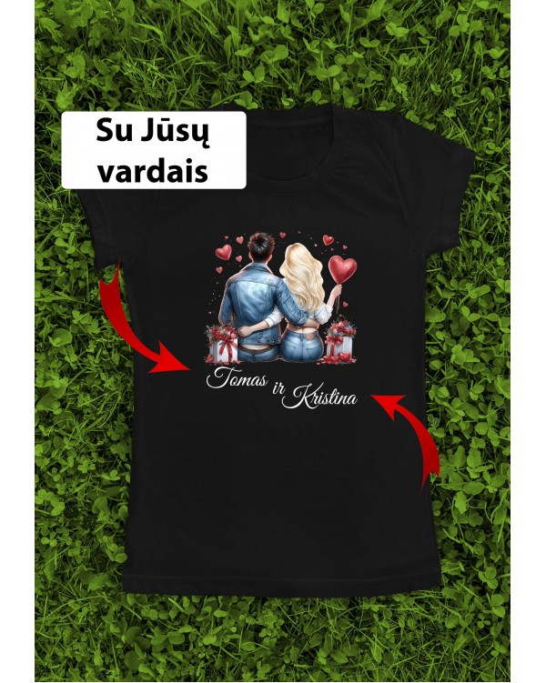 Dveji marškinėliai „Aš ir Tu“- su Jūsų bet kokiais įrašytais vardais