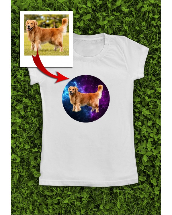 Marškinėliai su Jūsų augintinio nuotrauka "Augintinis kosmose"