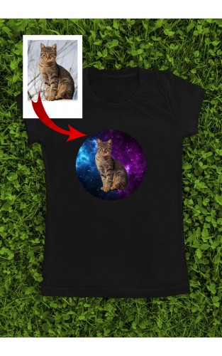 Marškinėliai su Jūsų augintinio nuotrauka "Augintinis kosmose"