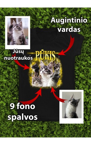 Marškinėliai su Jūsų augintinio nuotraukomis "5 augintinio nuotraukų koliažas"