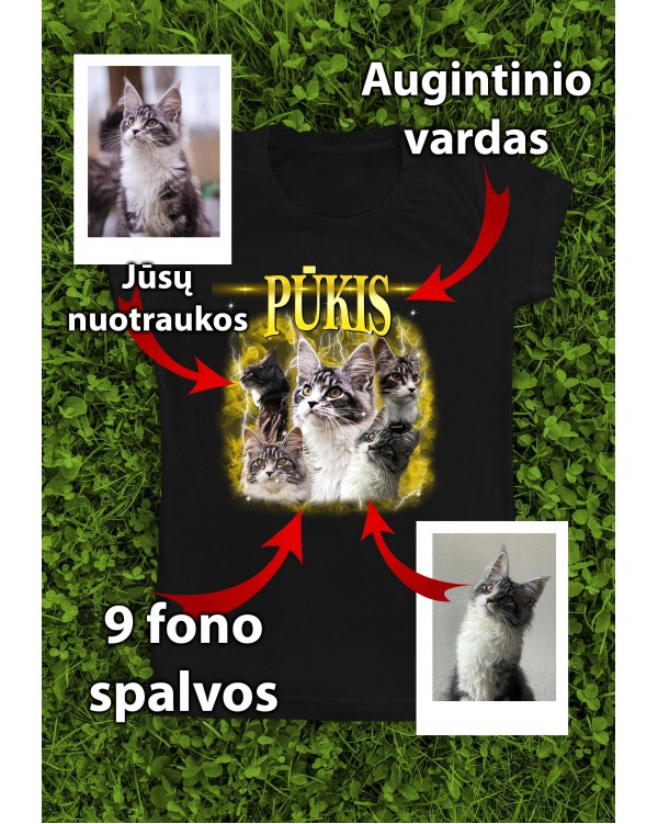 Marškinėliai su Jūsų augintinio nuotraukomis "5 augintinio nuotraukų koliažas"