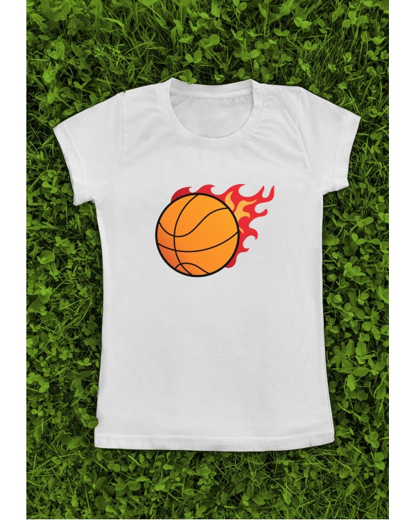 Flaming Basketball Graphic T-Shirt