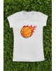 Flaming Basketball Graphic T-Shirt