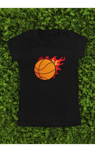 Marškinėliai su užrašu  "Krepšinio Ugnies Kamuolys"