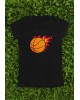 Flaming Basketball Graphic T-Shirt