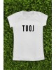 Marškinėliai su užrašu "TUOJ"