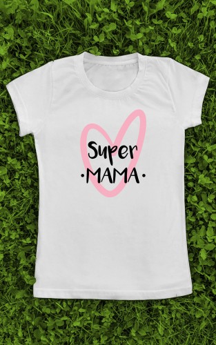 Marškinėliai su užrašu "Super MAMA"
