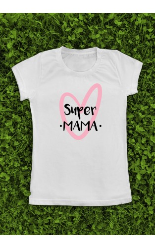Marškinėliai su užrašu "Super MAMA"