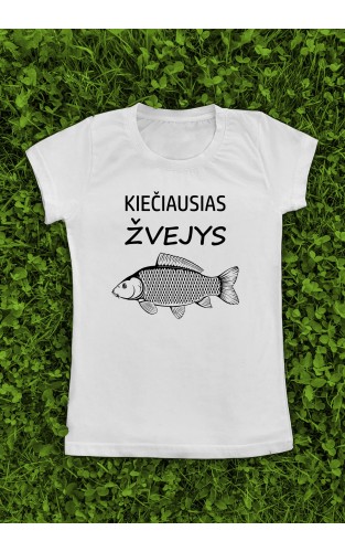 Marškinėliai su užrašu "Kiečiausias žvejys"