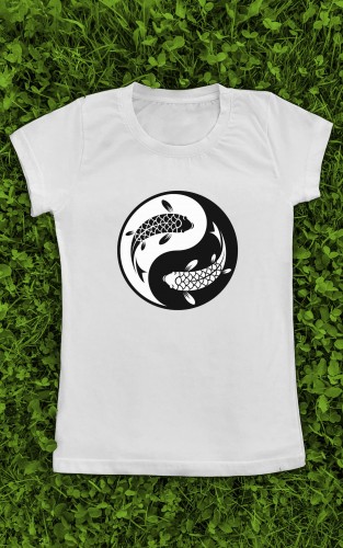 Marškinėliai su užrašu "Yin Yang Žuvys"